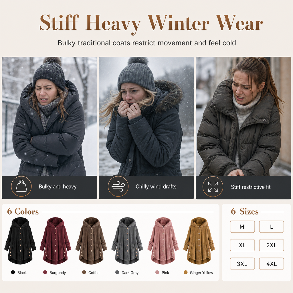🌸Hot Sale🧥 Women's Plus Size Fleece Hooded Coat – M-4XL & Six Colors | Comfortable & Long-Lasting, Easy to Style ✨