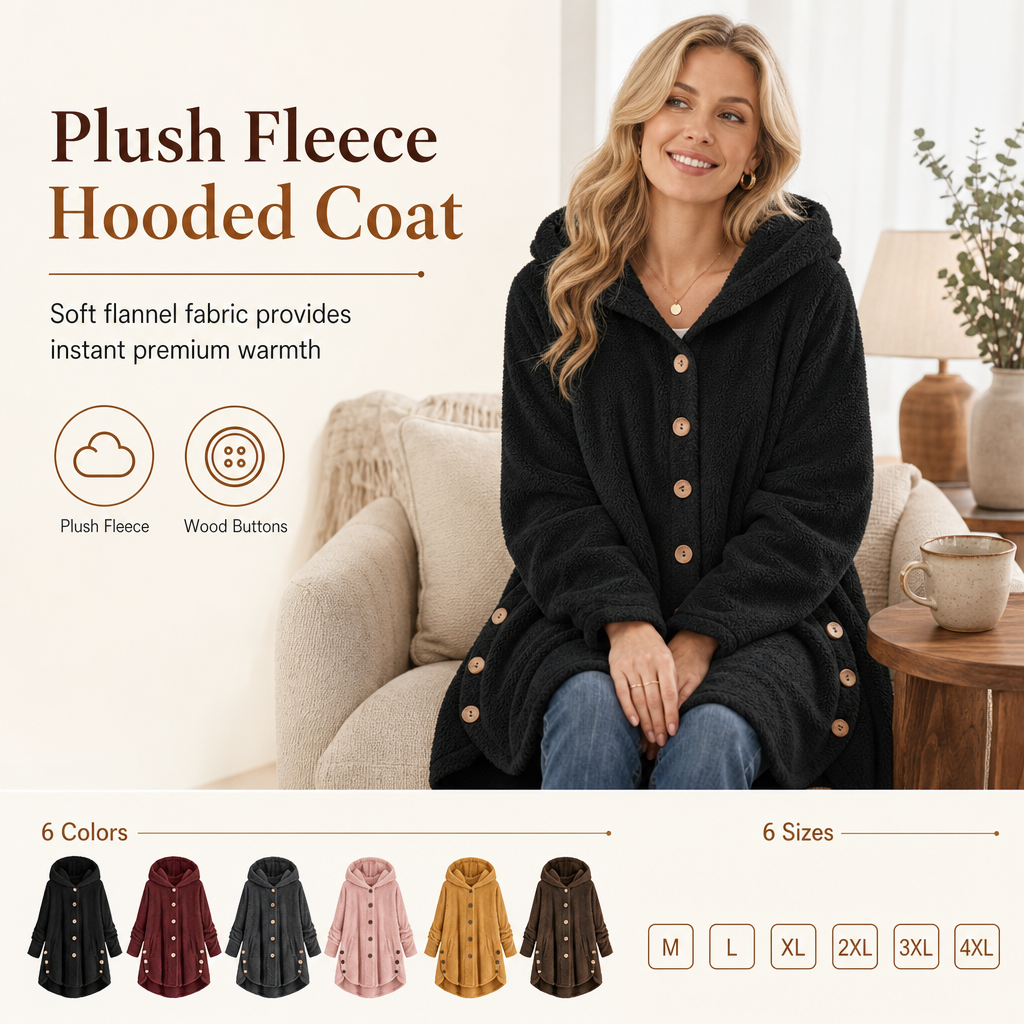 🌸Hot Sale🧥 Women's Plus Size Fleece Hooded Coat – M-4XL & Six Colors | Comfortable & Long-Lasting, Easy to Style ✨
