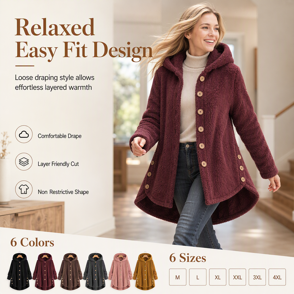 🌸Hot Sale🧥 Women's Plus Size Fleece Hooded Coat – M-4XL & Six Colors | Comfortable & Long-Lasting, Easy to Style ✨