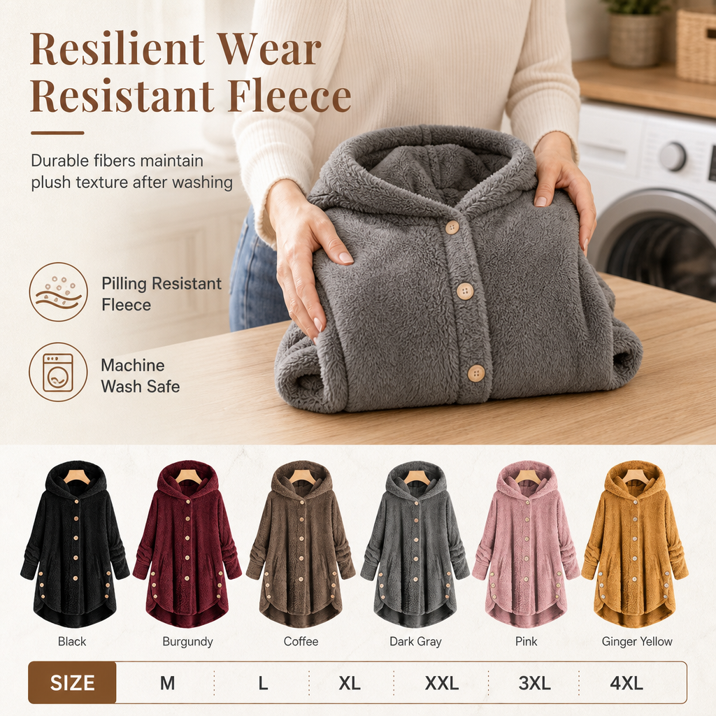🌸Hot Sale🧥 Women's Plus Size Fleece Hooded Coat – M-4XL & Six Colors | Comfortable & Long-Lasting, Easy to Style ✨