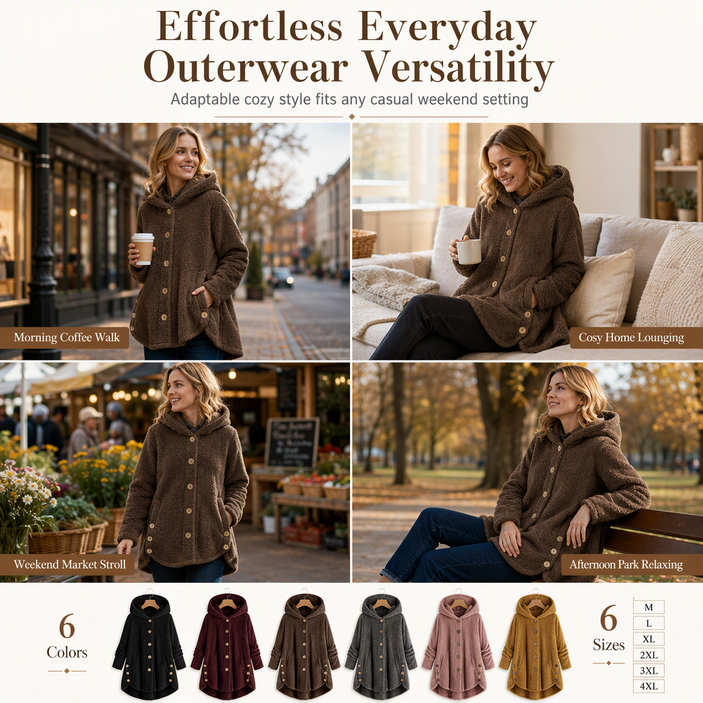 🌸Hot Sale🧥 Women's Plus Size Fleece Hooded Coat – M-4XL & Six Colors | Comfortable & Long-Lasting, Easy to Style ✨