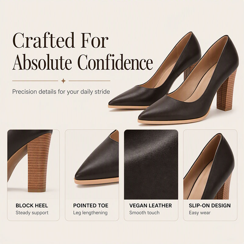 Women's Chic Pointed Toe Chunky High Heels Pumps