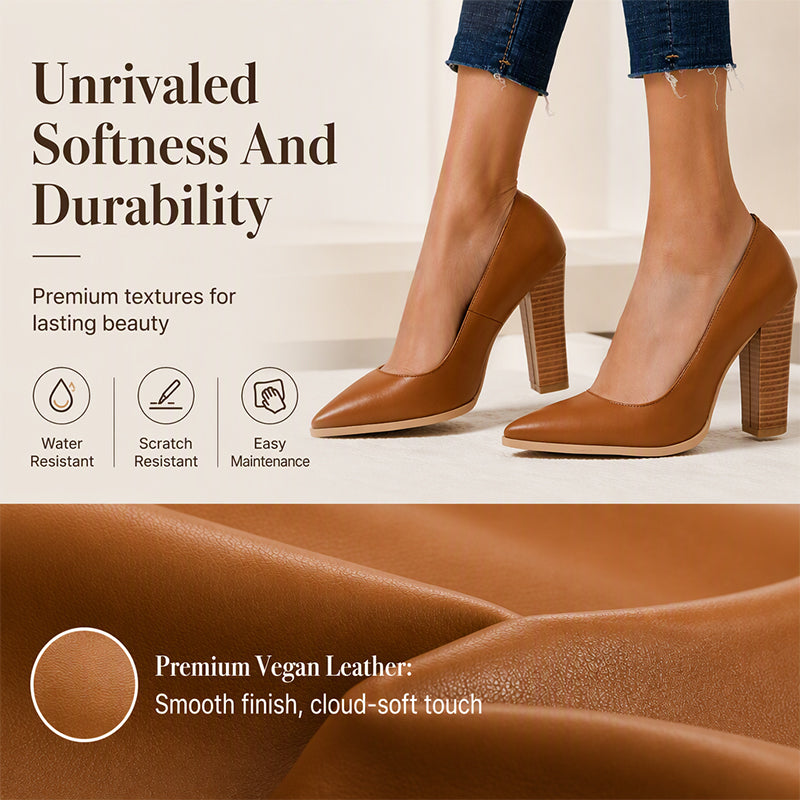 Women's Chic Pointed Toe Chunky High Heels Pumps