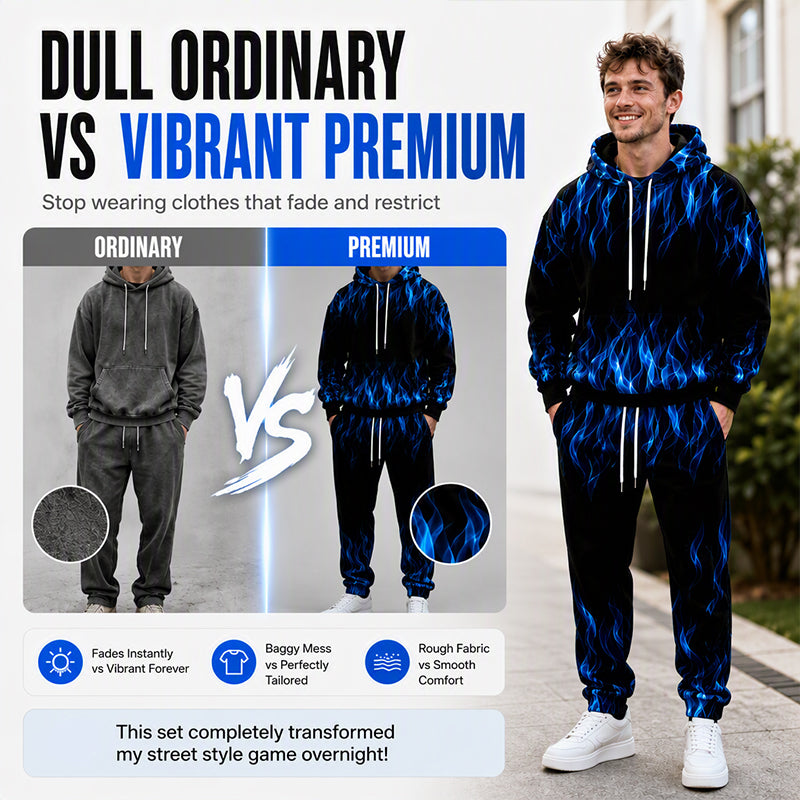 🖤Black Friday Sale:50% OFF🖤 🐅Men's Printed Hoodie & Sweatpants Set