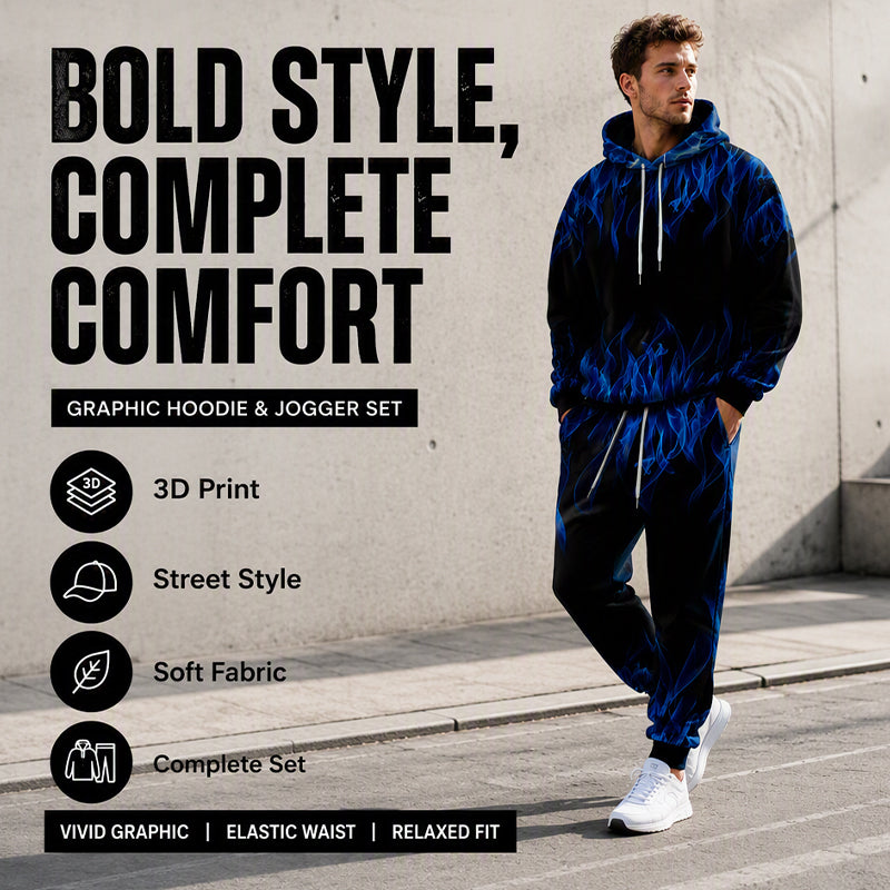 🖤Black Friday Sale:50% OFF🖤 🐅Men's Printed Hoodie & Sweatpants Set