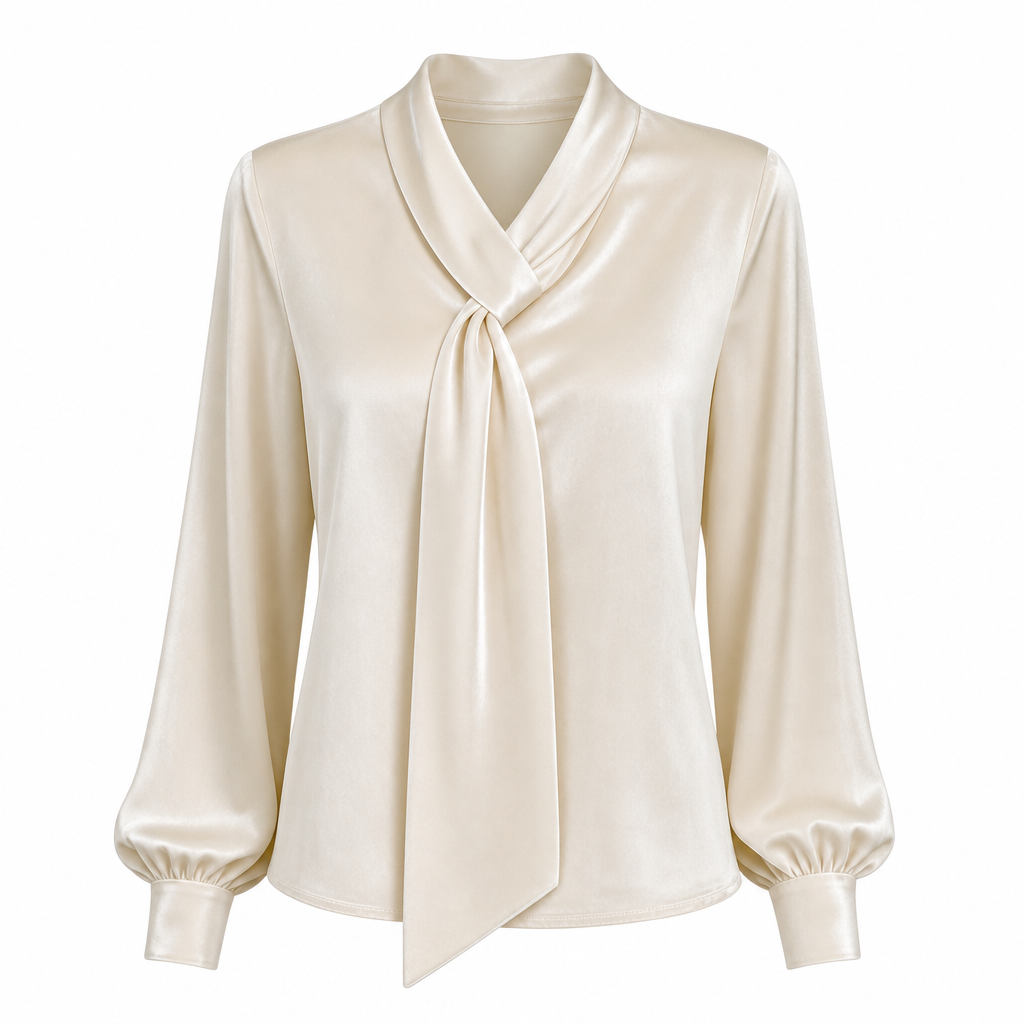 Women's Velvet Long Sleeve T-Shirt with Ribbon Design