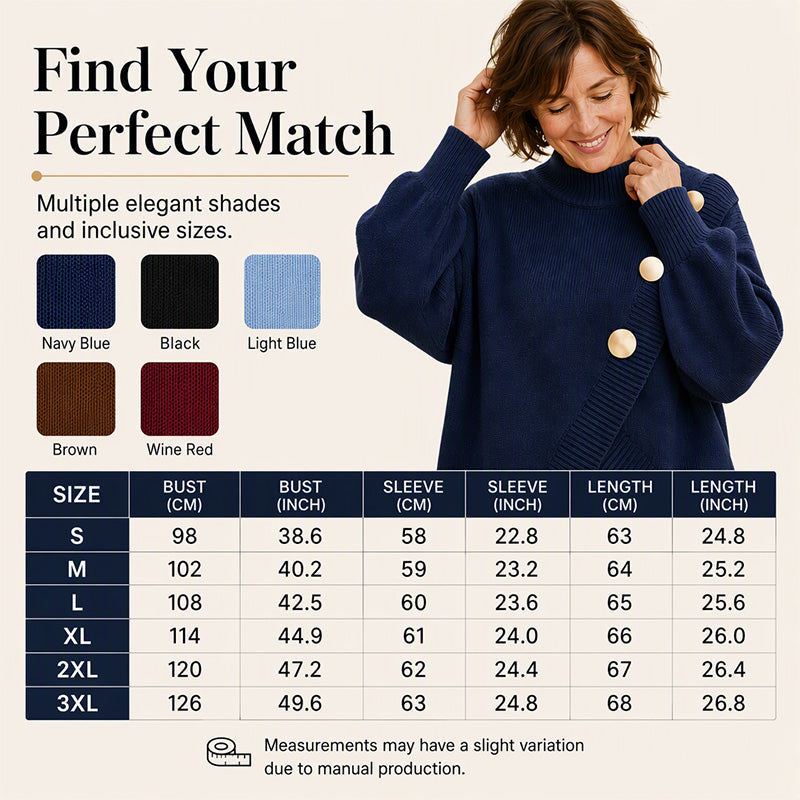Women's Asymmetric Hem Mock Neck Knit Sweater