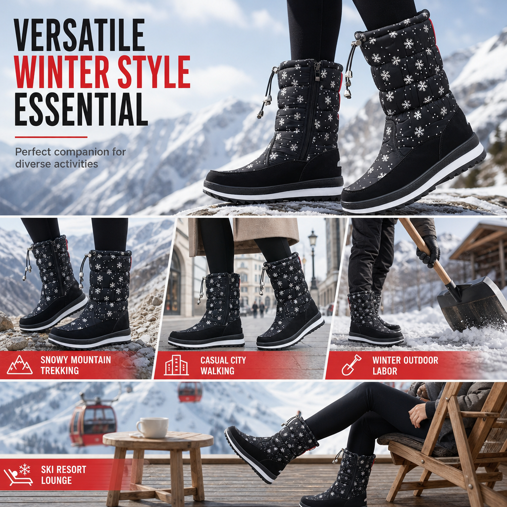 💕BUY 2 Free Shipping✈️ Women's High‑Top Winter Snow Boots, Waterproof Non‑Slip Tall Boots with Thick Plush Lining & Thick Sole for Outdoor Snowy Days👢