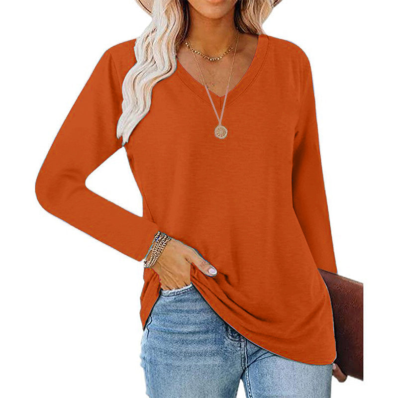 Women's Casual V-Neck Long Sleeve Top