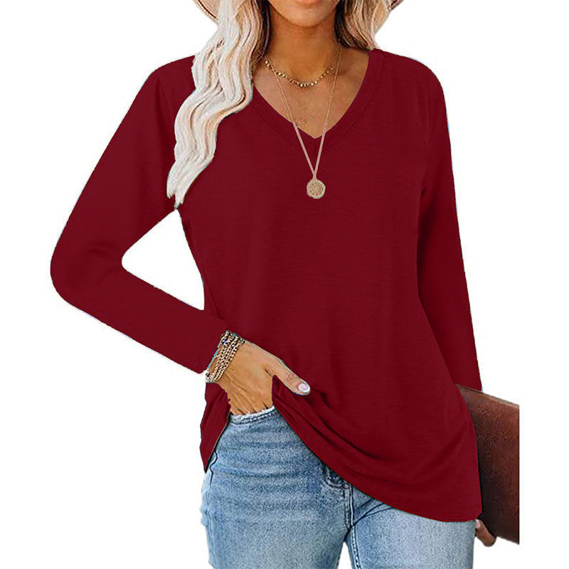 Women's Casual V-Neck Long Sleeve Top