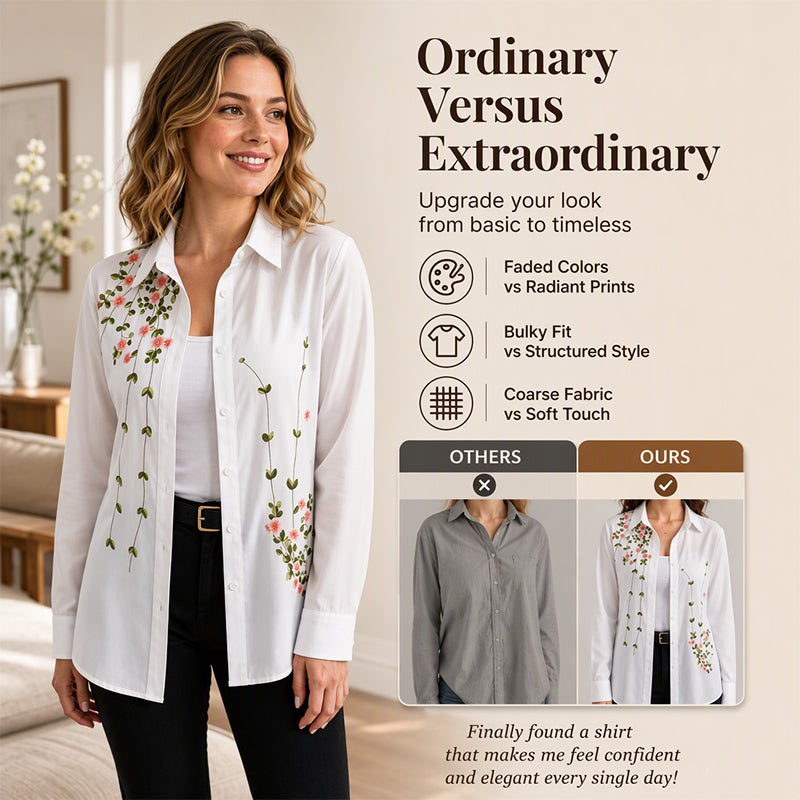 🌸Hot Sale 50% OFF💖Women's Floral Printed Long Sleeve Shirt
