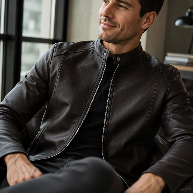 Warm Slim-Fit Biker Jacket 🏍️✨ – Stylish & Cozy Outerwear