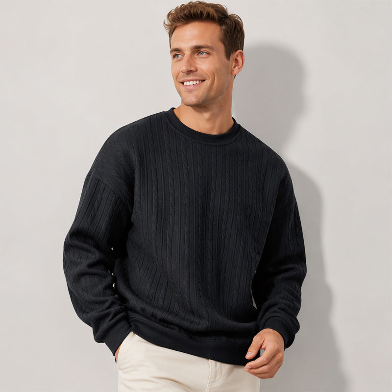 Men's Cable Knit Crewneck Sweatshirt