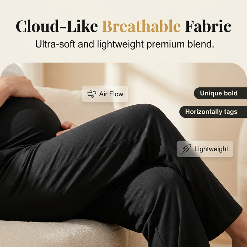 🍂Autumn Hot Sale50% OFF🔥Women's Over Bump Maternity Wide Leg Lounge Pants | High Waist Pregnancy Trousers with Pockets👖