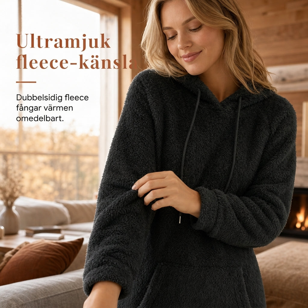 🧥 Cozy women's fleece dress with a hood – ultra-soft and warm, featuring a drawstring and pockets; perfect for cold days✨