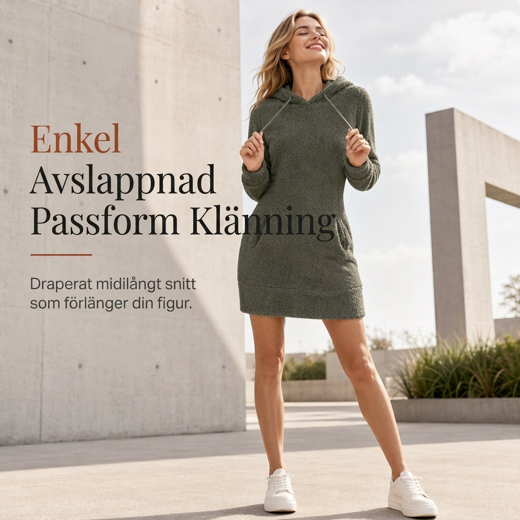 🧥 Cozy women's fleece dress with a hood – ultra-soft and warm, featuring a drawstring and pockets; perfect for cold days✨
