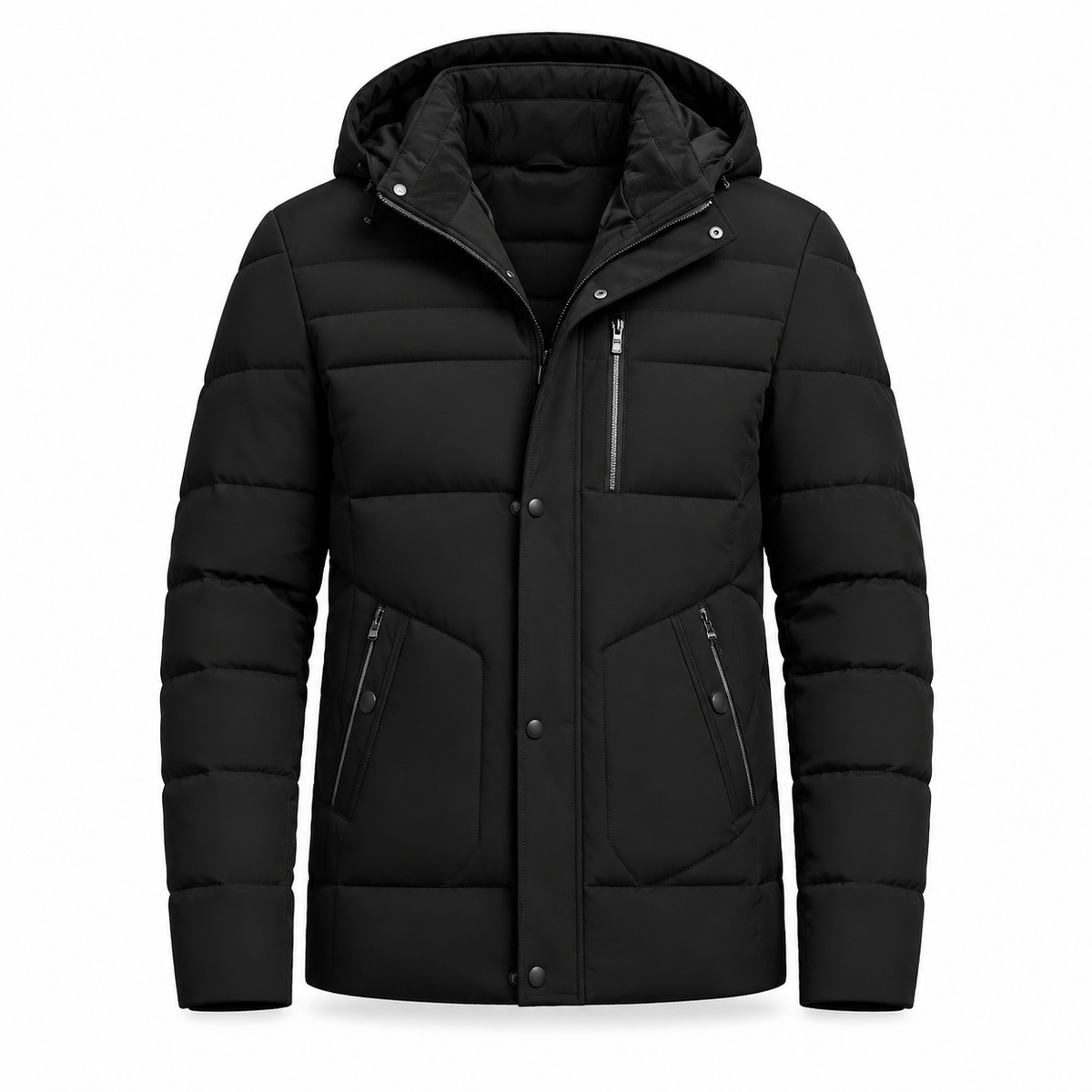 Men's Winter Fleece Lined Coat with Detachable Hood
