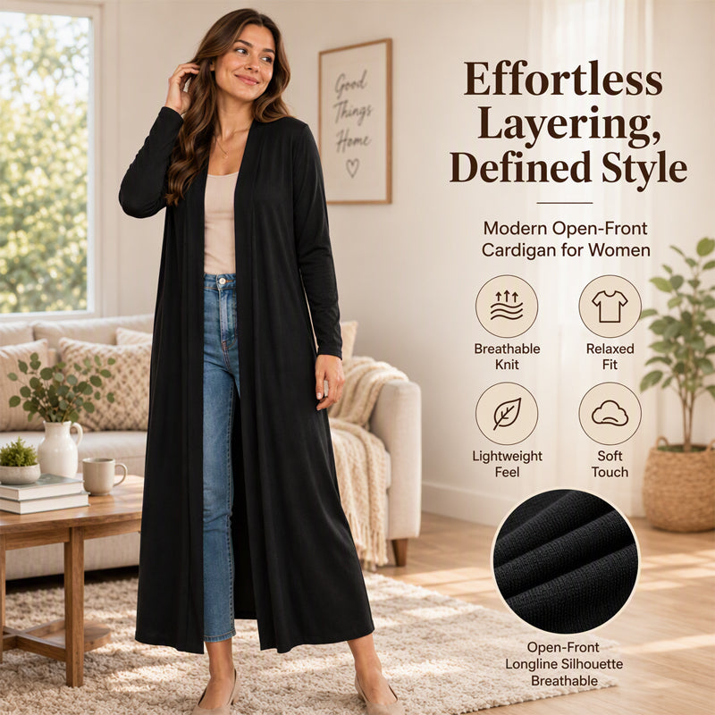 🖤Black Friday Sale:50% OFF🖤 Women's Open Front Maxi Long Cardigan