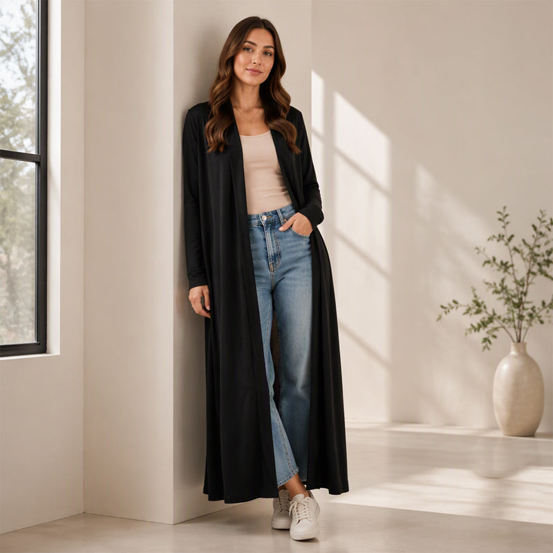Women's Open Front Maxi Long Cardigan
