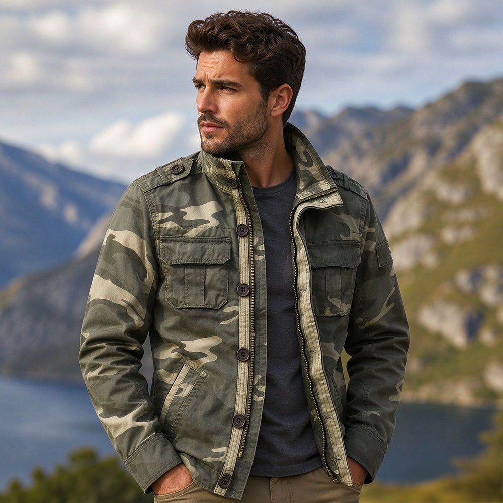 Men's Military Stand Collar Camouflage Jacket