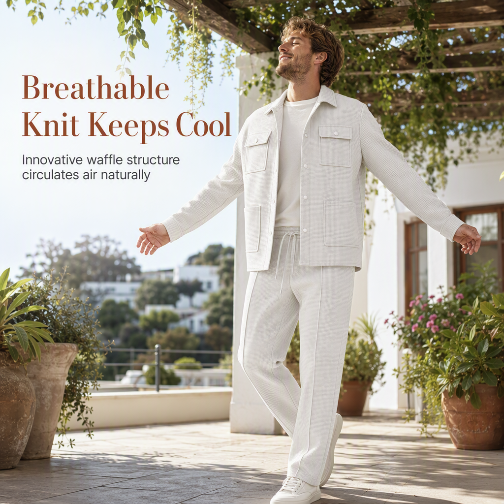⚡Free Shipping🔥Men's Casual Waffle Knit Jacket and Pants Set