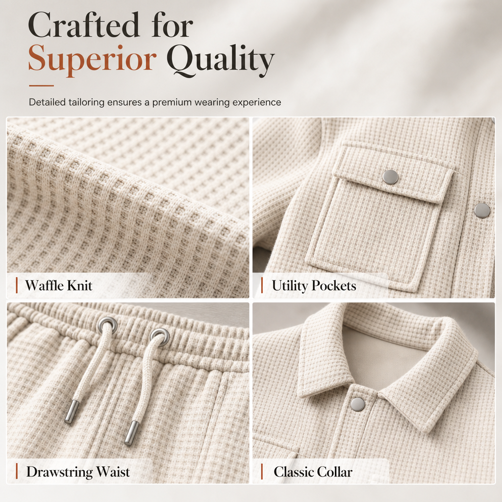 ⚡Free Shipping🔥Men's Casual Waffle Knit Jacket and Pants Set