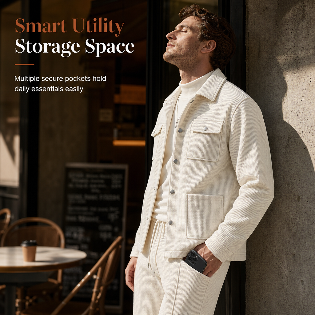 ⚡Free Shipping🔥Men's Casual Waffle Knit Jacket and Pants Set