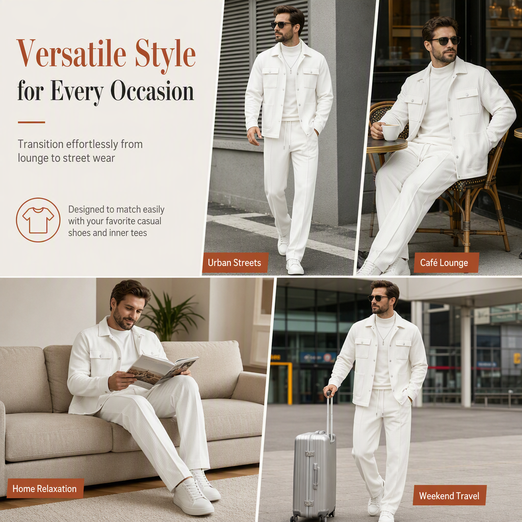 ⚡Free Shipping🔥Men's Casual Waffle Knit Jacket and Pants Set