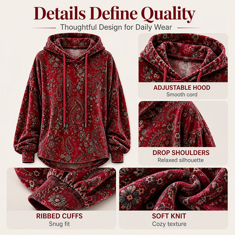 Women's Paisley Print Drawstring Hoodie