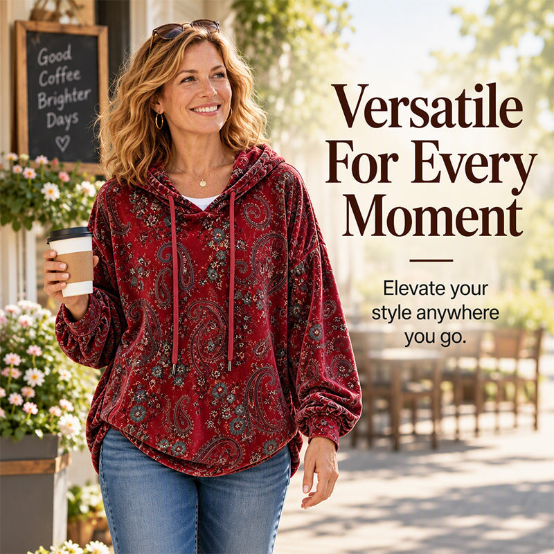 Women's Paisley Print Drawstring Hoodie