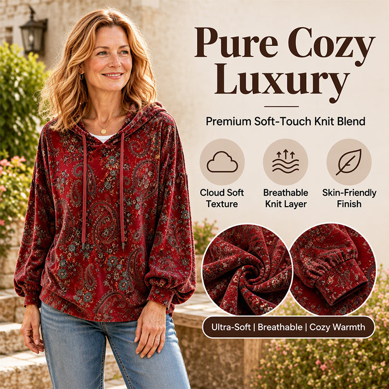 Women's Paisley Print Drawstring Hoodie