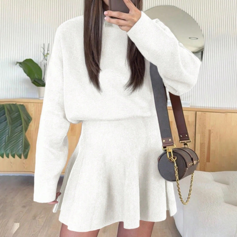 Women's Mock Neck Knit A-Line Mini Dress
