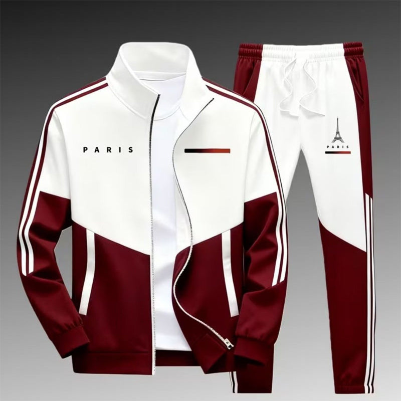 Men's Colorblock Zip-Up Jacket & Drawstring Pants Set