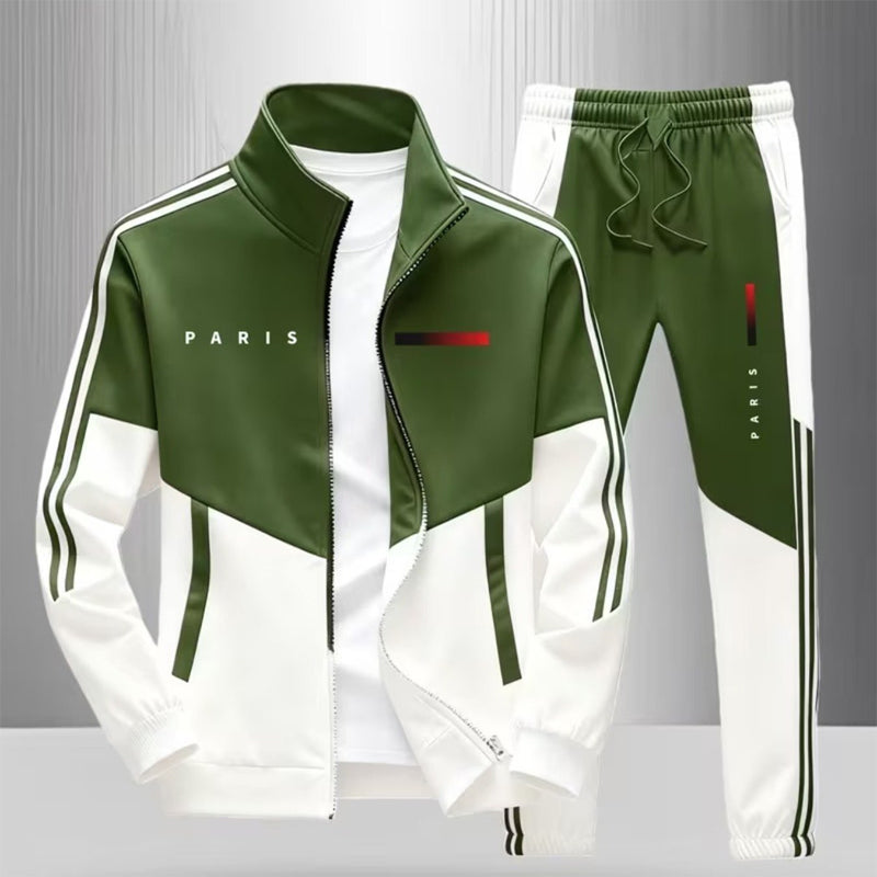 Men's Colorblock Zip-Up Jacket & Drawstring Pants Set