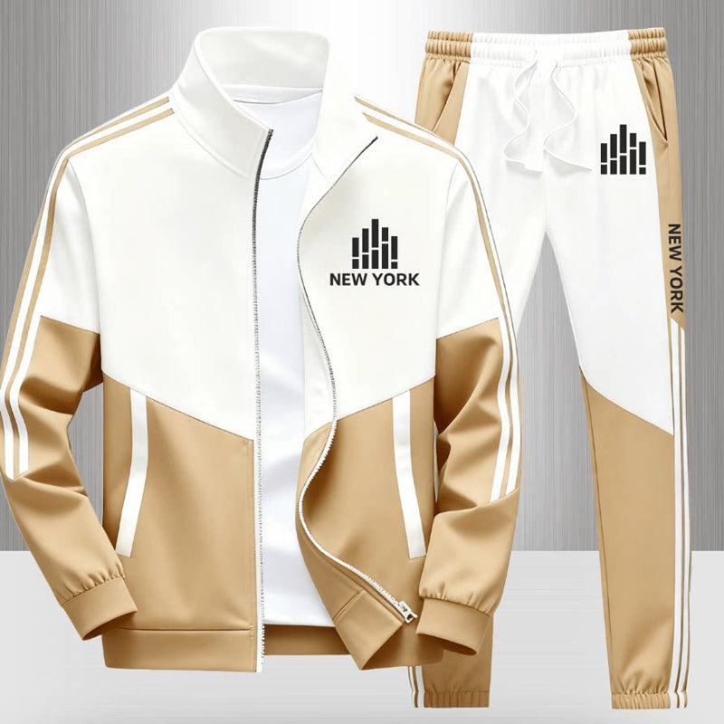 Men's Colorblock Zip-Up Jacket & Drawstring Pants Set