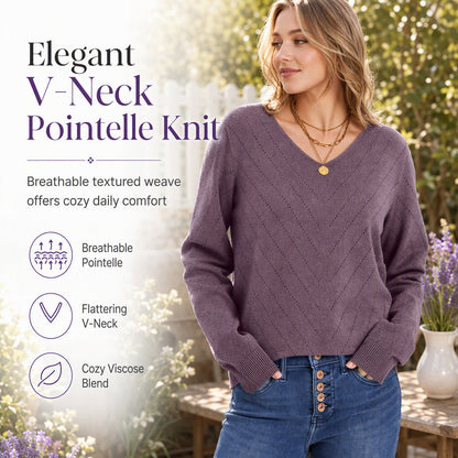 Women's V Neck Long Sleeve Pullover Top
