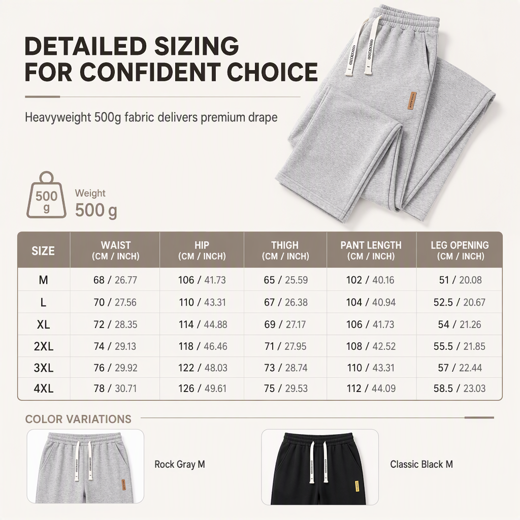 Men's Loose Fit Straight Leg Sweatpants Thick Casual Wide Leg Sports Pants for Autumn and Winter