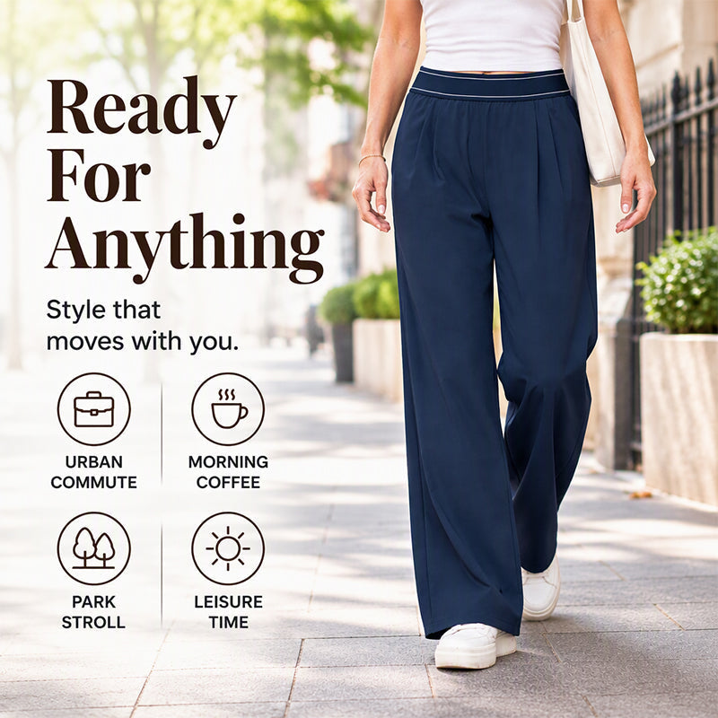 Finally, Pants That Feel as Good as They Look — Women's Lightweight High-Waisted Wide-Leg Trousers with Breathable Fabric, Elegant Pleated Details, and a Beautifully Relaxed Fit