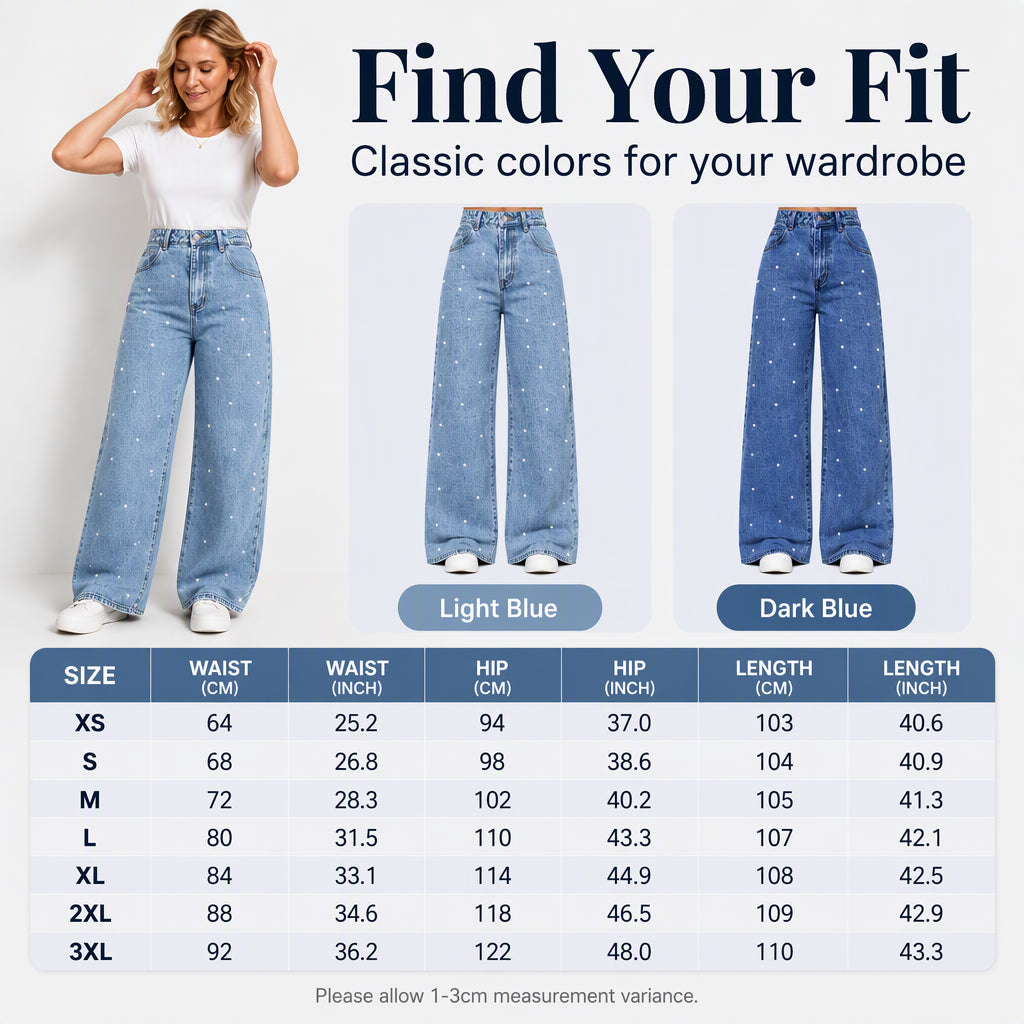 Women's Pearl Embellished Wide-Leg Jeans