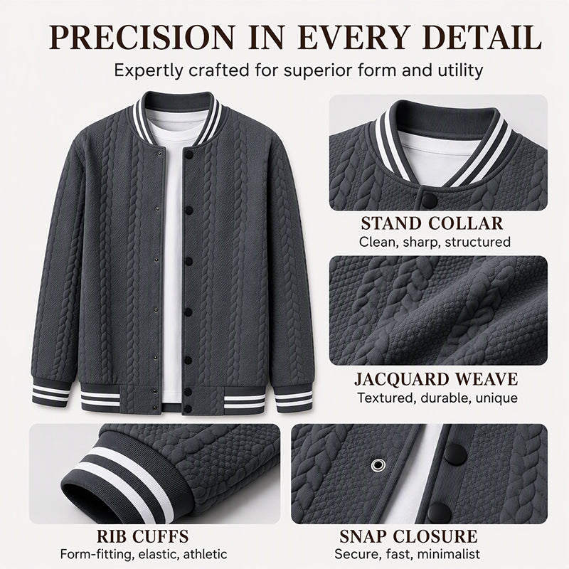 Men's Casual Jacquard Baseball Jacket