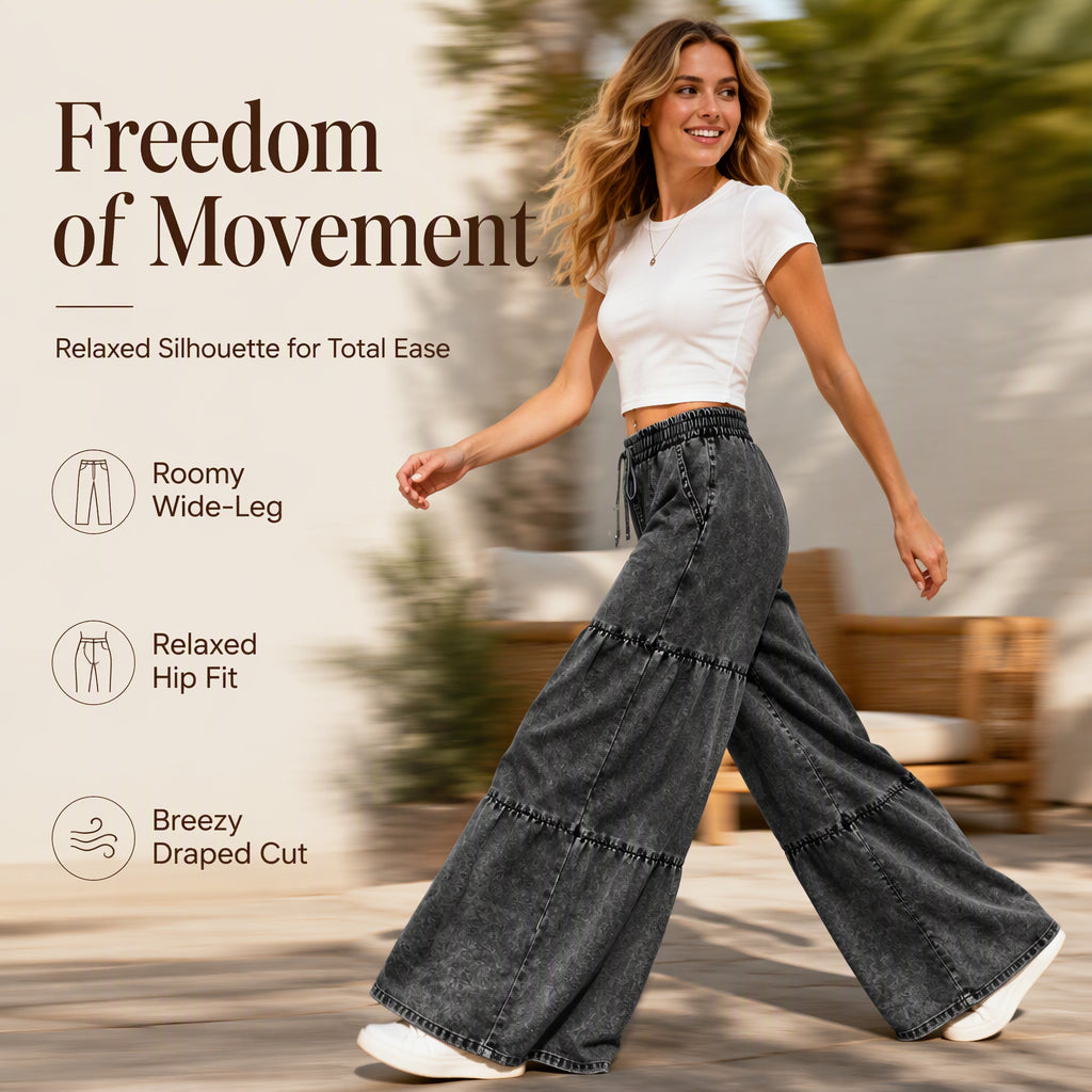 Women's High Waist Wide Leg Denim Pants