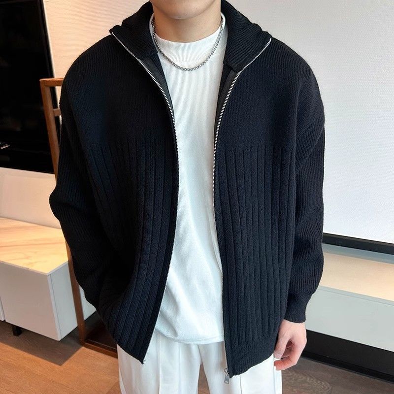 Men's Full-Zip Ribbed Knit Cardigan Sweater