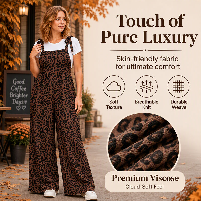 Women's Leopard Print Wide-Leg Jumpsuit