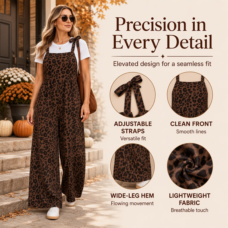 Women's Leopard Print Wide-Leg Jumpsuit