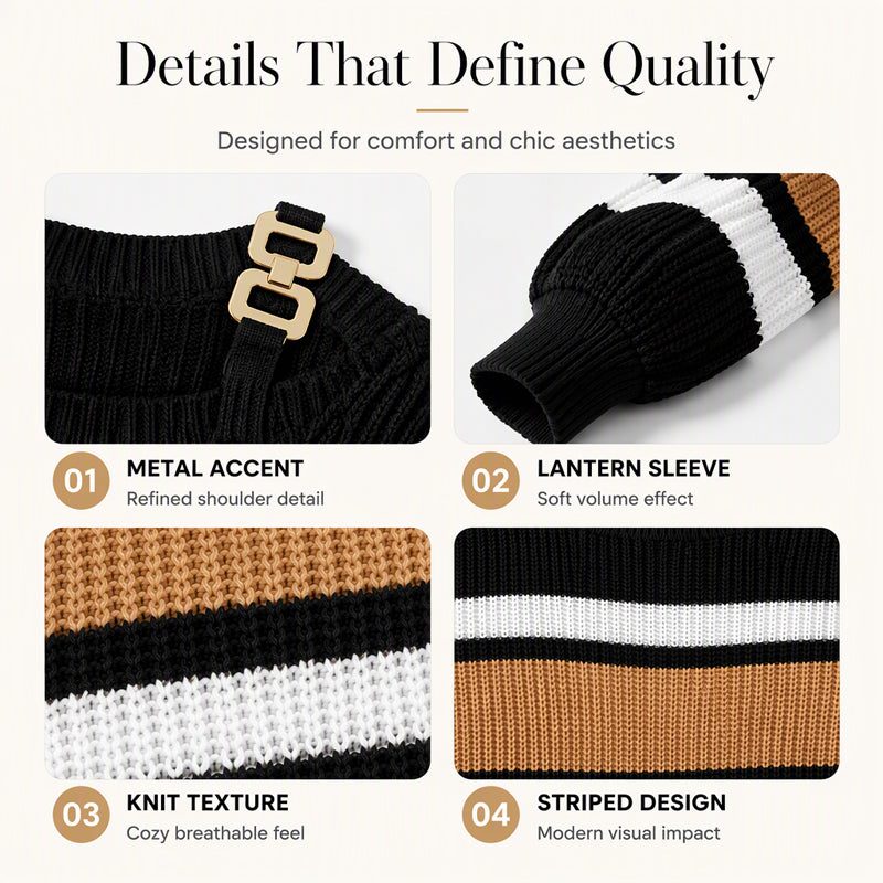 Women's Casual Off Shoulder Striped Sweater