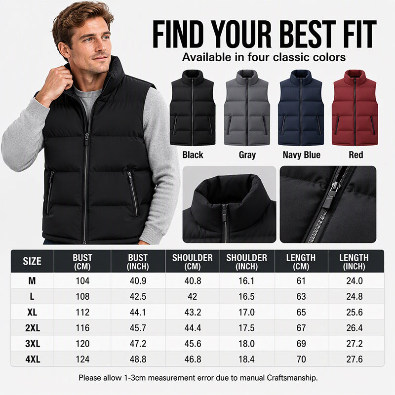 💥✨Men's Classic Stand Collar Padded Vest