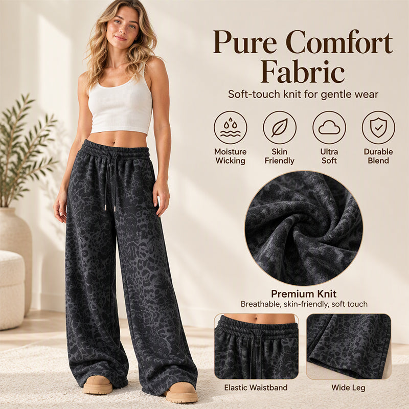 ⏳LAST DAY SALE SAVE 50% 👖Women's Casual Leopard Print Wide Leg Sweatpants