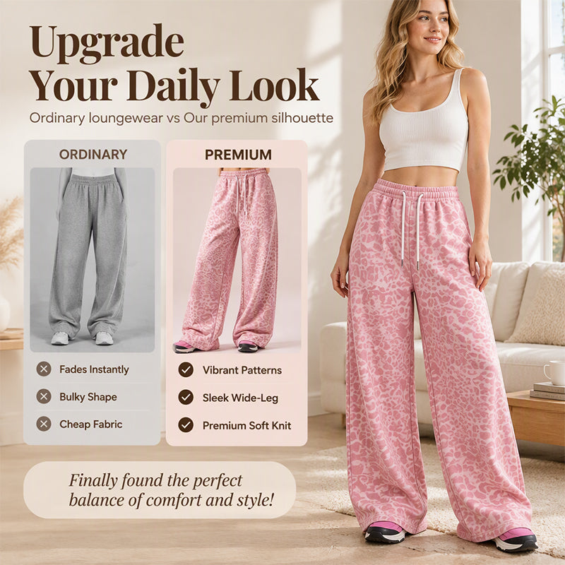 ⏳LAST DAY SALE SAVE 50% 👖Women's Casual Leopard Print Wide Leg Sweatpants