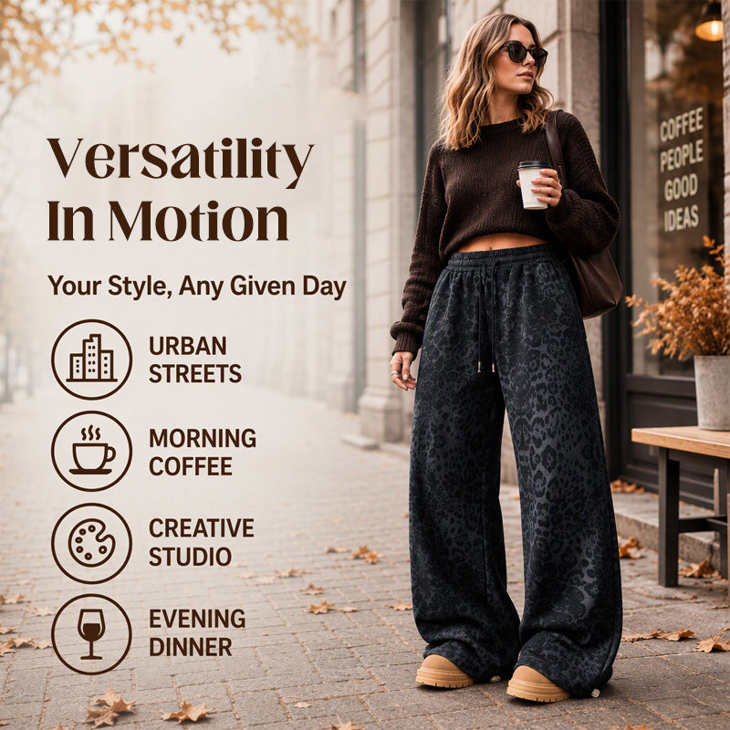 ⏳LAST DAY SALE SAVE 50% 👖Women's Casual Leopard Print Wide Leg Sweatpants