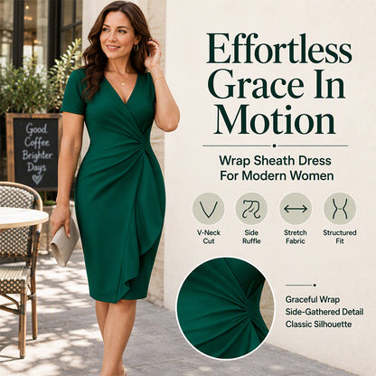 Women's Elegant V-Neck Ruffle Wrap Dress